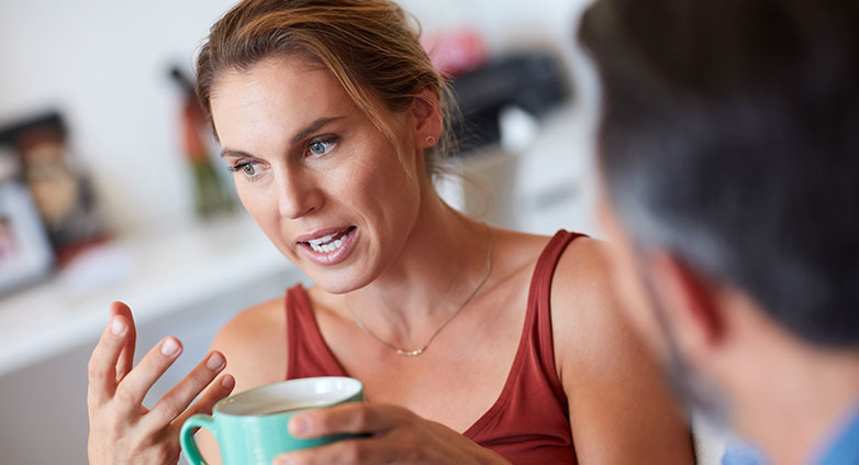 wife having talk with husband about his alcoholism