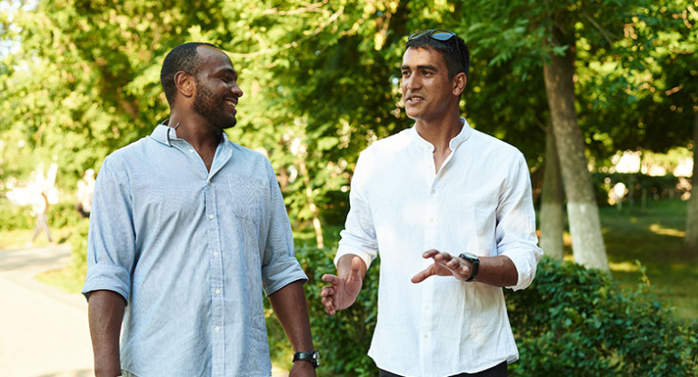 Friends talking about how to stay sober together