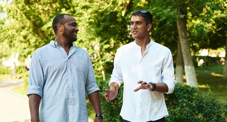 Friends talking about how to stay sober together