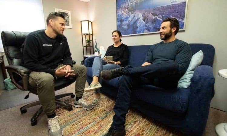 Couple meeting with a counselor during opioid IOP therapy in Chester, CT